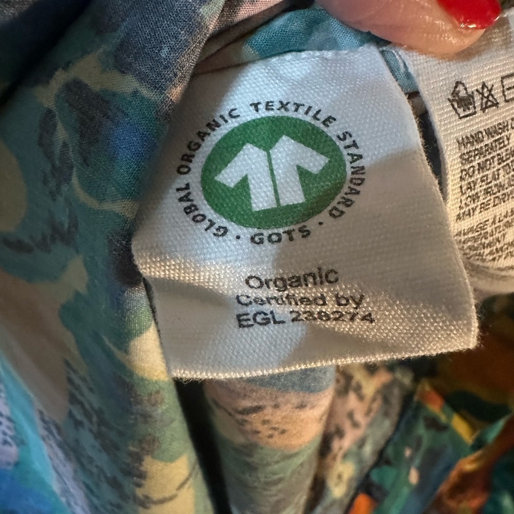 Cleobella Kai 100% Organic Cotton Puff Sleeve Tropical Print Blouse Size Small - Picture 8 of 12